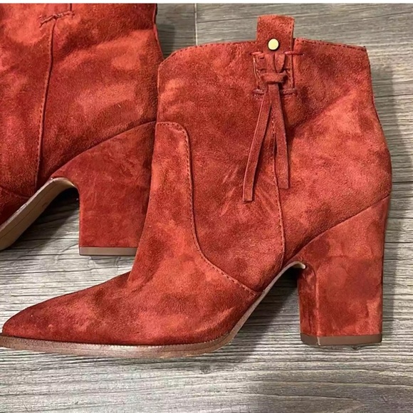 Sam Edelman Niomi Suede Western boho 
Booties In Red Paprika Size 7 preloved - Picture 1 of 10
